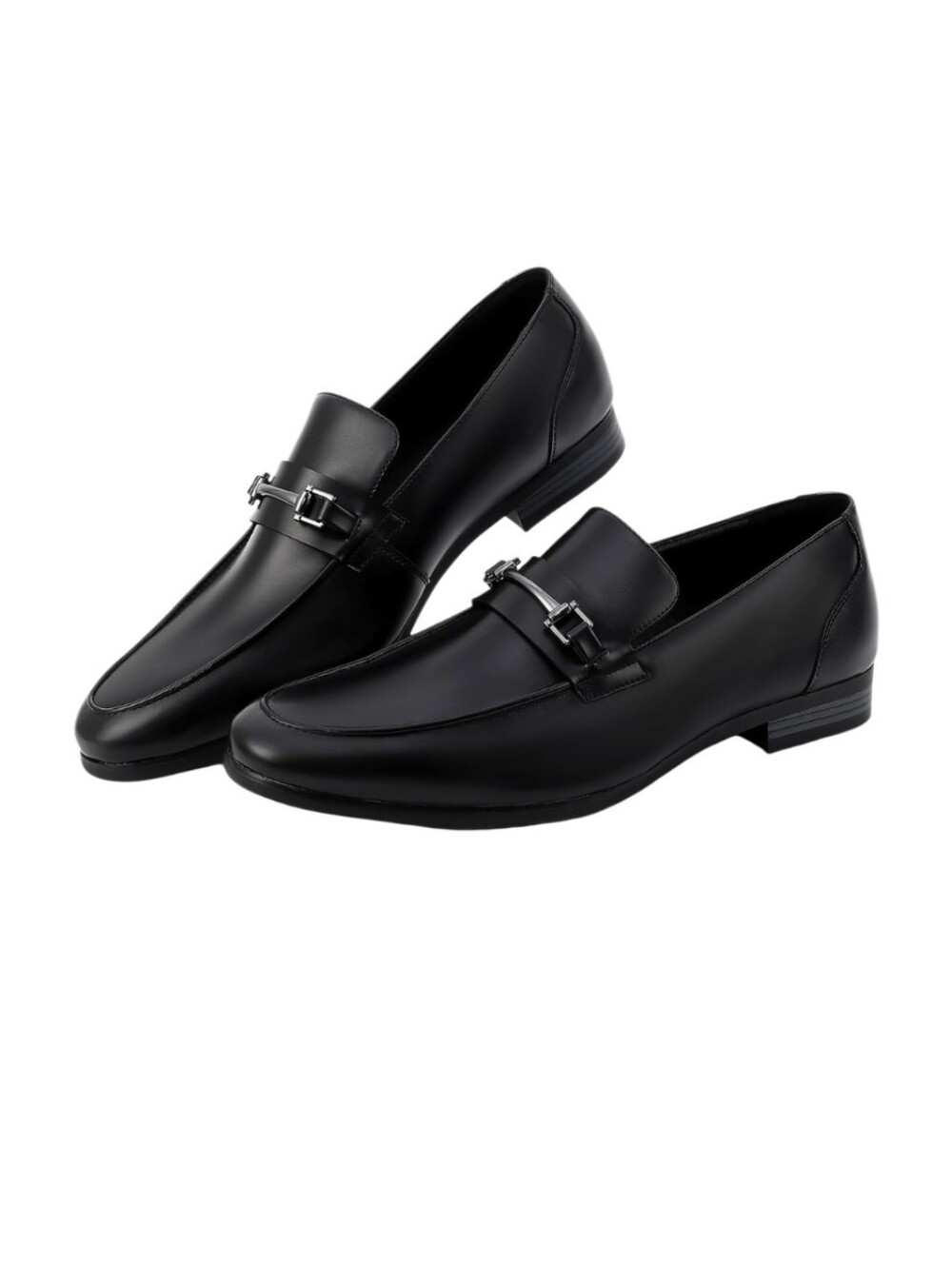 Men's Black Faux Leather Dress Loafers with Silver Bit Accent Sz 12 Nwt